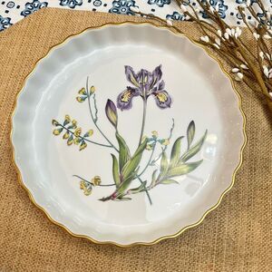 SPODE Stafford Flowers Iris &‎ Sphaerolobium 9” Quiche Bake / Serving Dish New